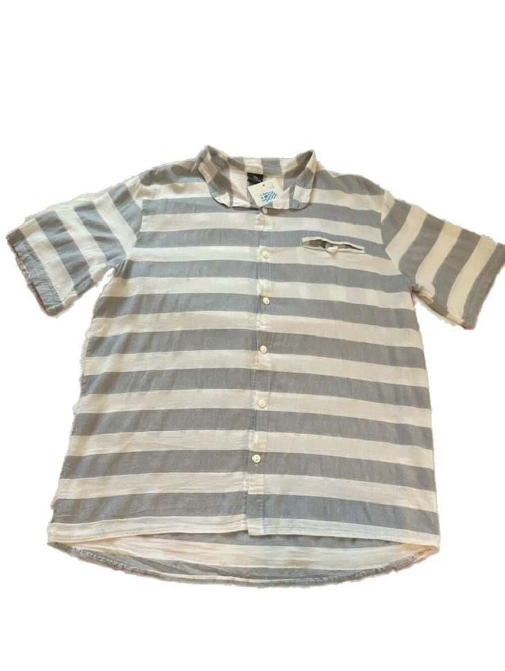 NWT 100% Cotton Blue and White Striped Lightweight Breathable  Short Sleeve